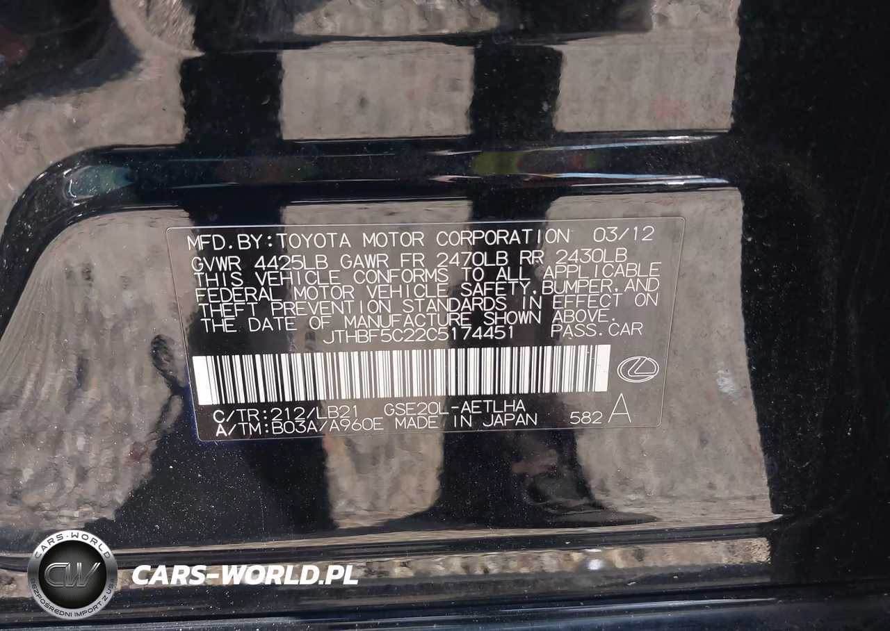 2012 Lexus Is 250 VIN:JTHBF5C22C5174451 - 9