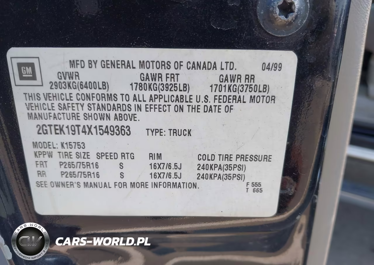 1999 GMC New Sierra 1500 Sle VIN:2GTEK19T4X1549363 - 9