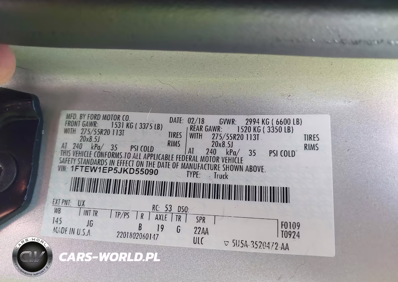 2018 Ford F-150 Xl VIN:1FTEW1EP5JKD55090 - 9