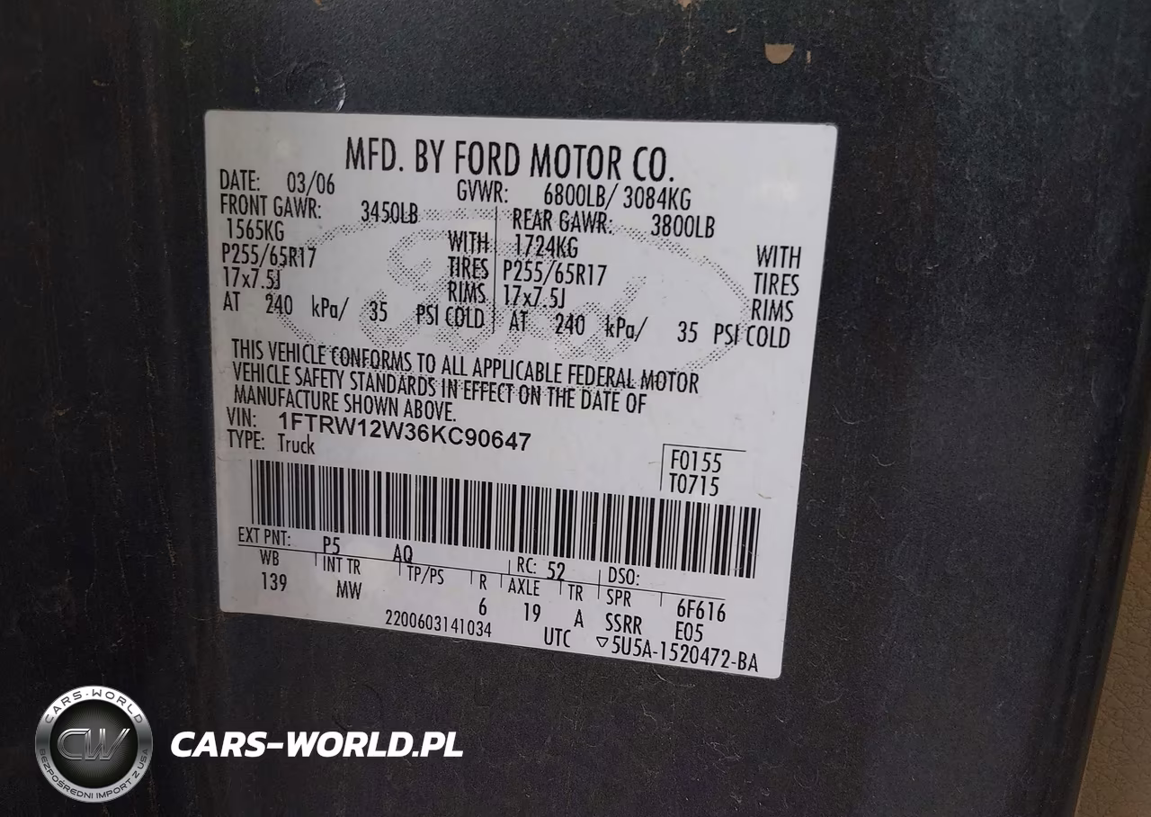 2006 Ford F-150 Xlt VIN:1FTRW12W36KC90647 - 9