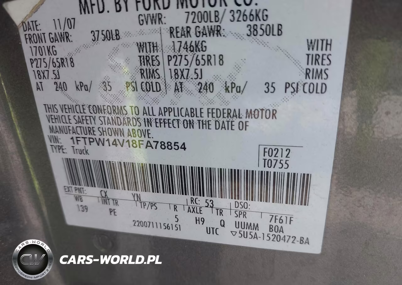 2008 Ford F-150 Xlt VIN:1FTPW14V18FA78854 - 9
