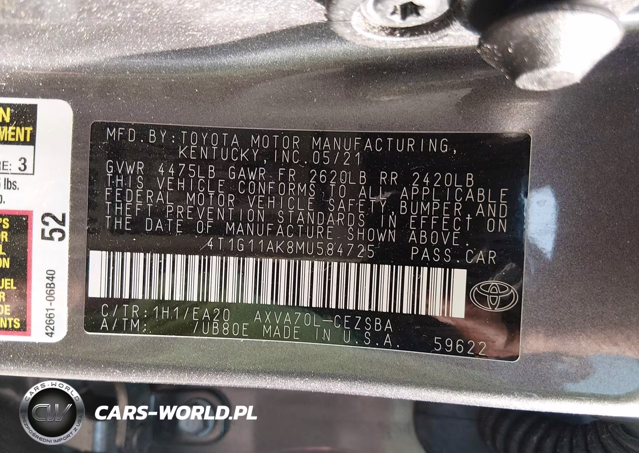 2021 Toyota Camry Se VIN:4T1G11AK8MU584725 - 9