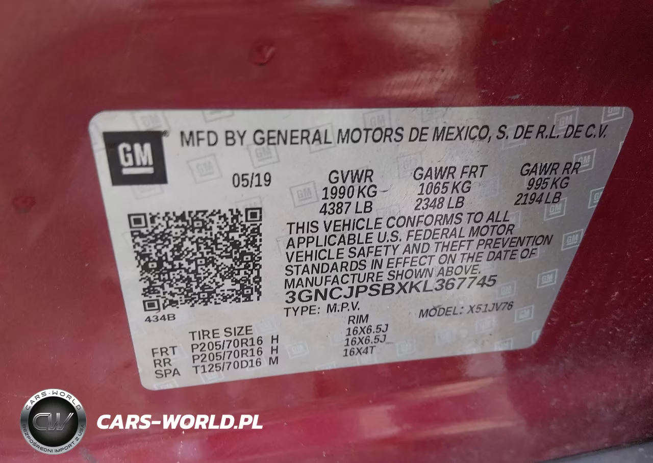 2019 Chevrolet Trax Lt VIN:3GNCJPSBXKL367745 - 9