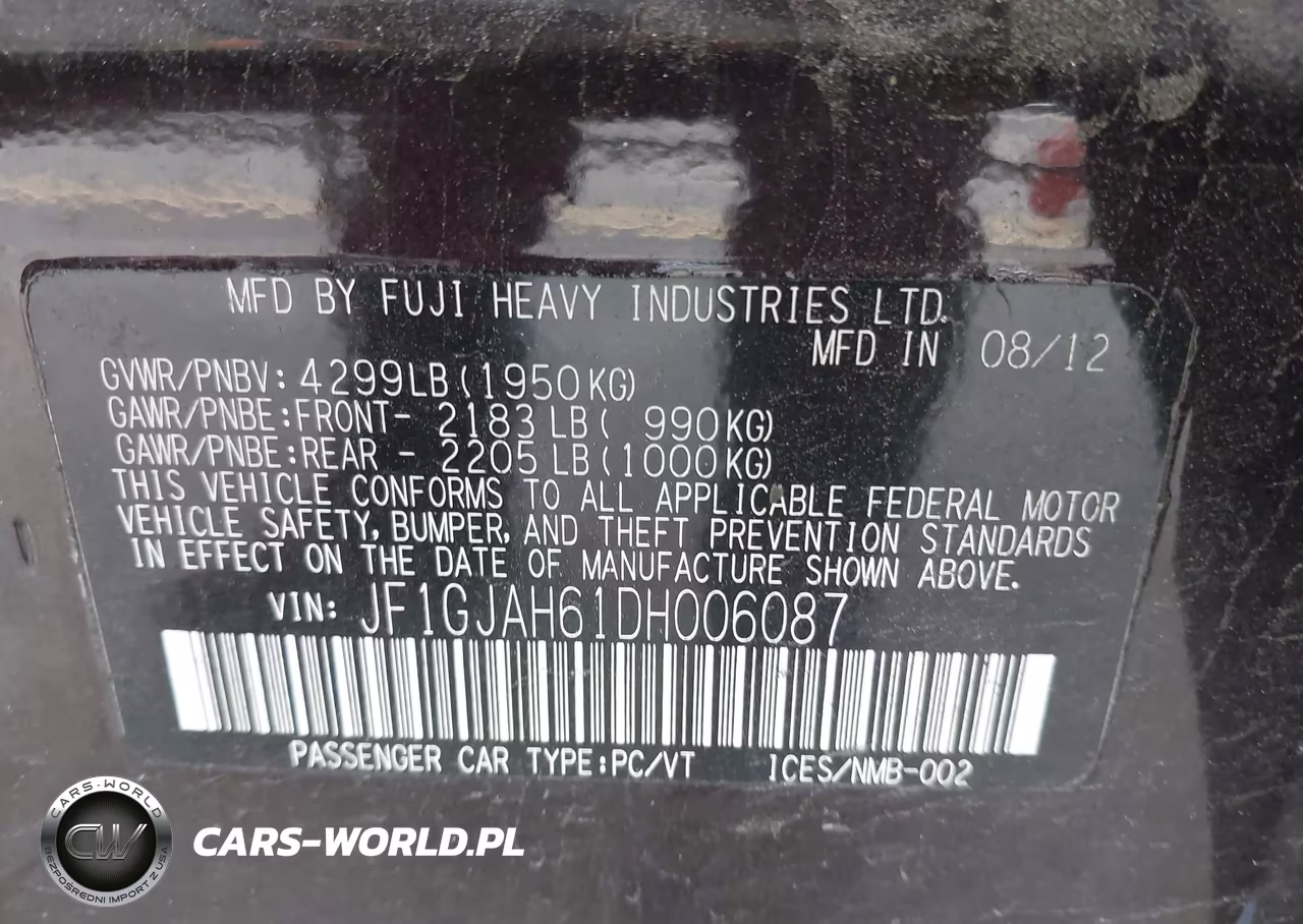 2013 Subaru Impreza 2.0I Limited VIN:JF1GJAH61DH006087 - 9