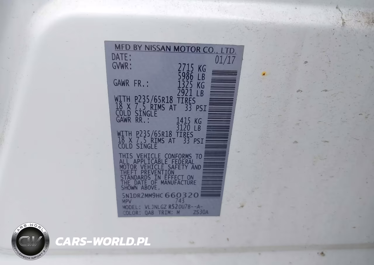 2017 Nissan Pathfinder Sl VIN:5N1DR2MM9HC660320 - 9