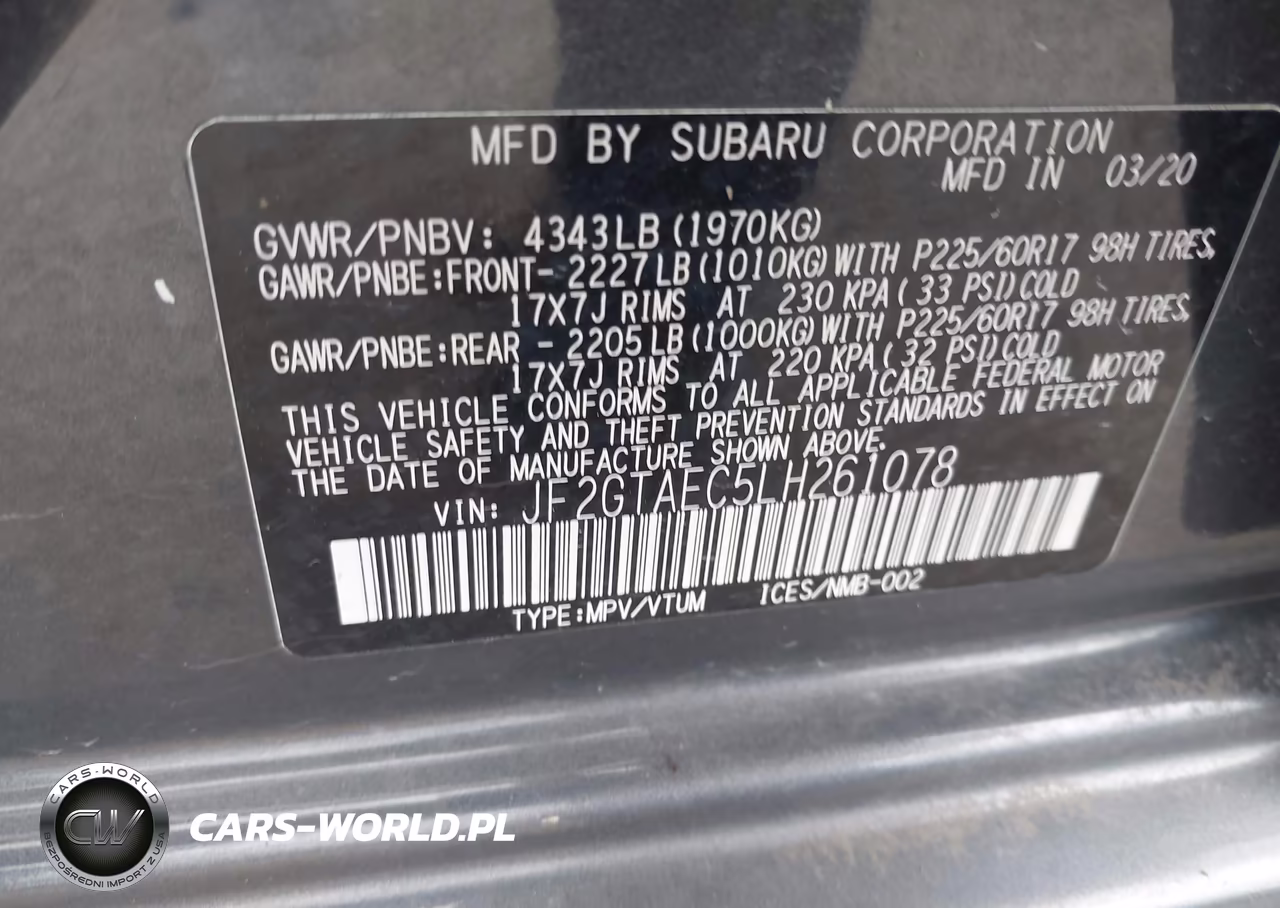 2020 Subaru Crosstrek Premium VIN:JF2GTAEC5LH261078 - 9