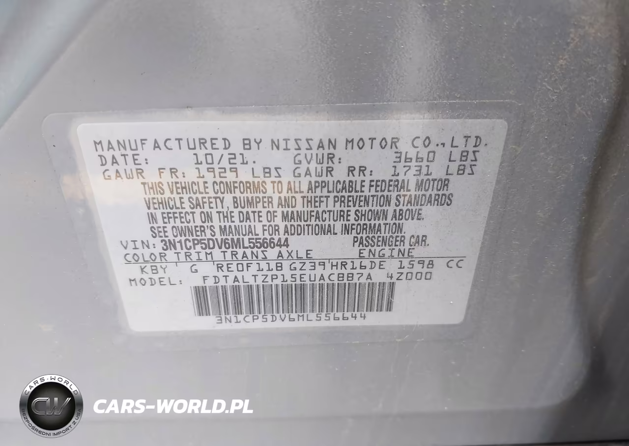 2021 Nissan Kicks Sr Xtronic Cvt VIN:3N1CP5DV6ML556644 - 9