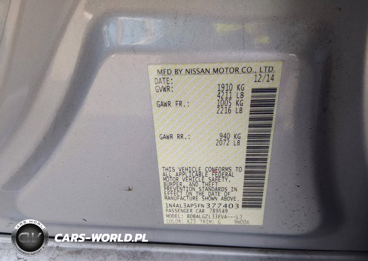 2015 Nissan Altima 2.5 S VIN:1N4AL3AP5FN377403 - 9