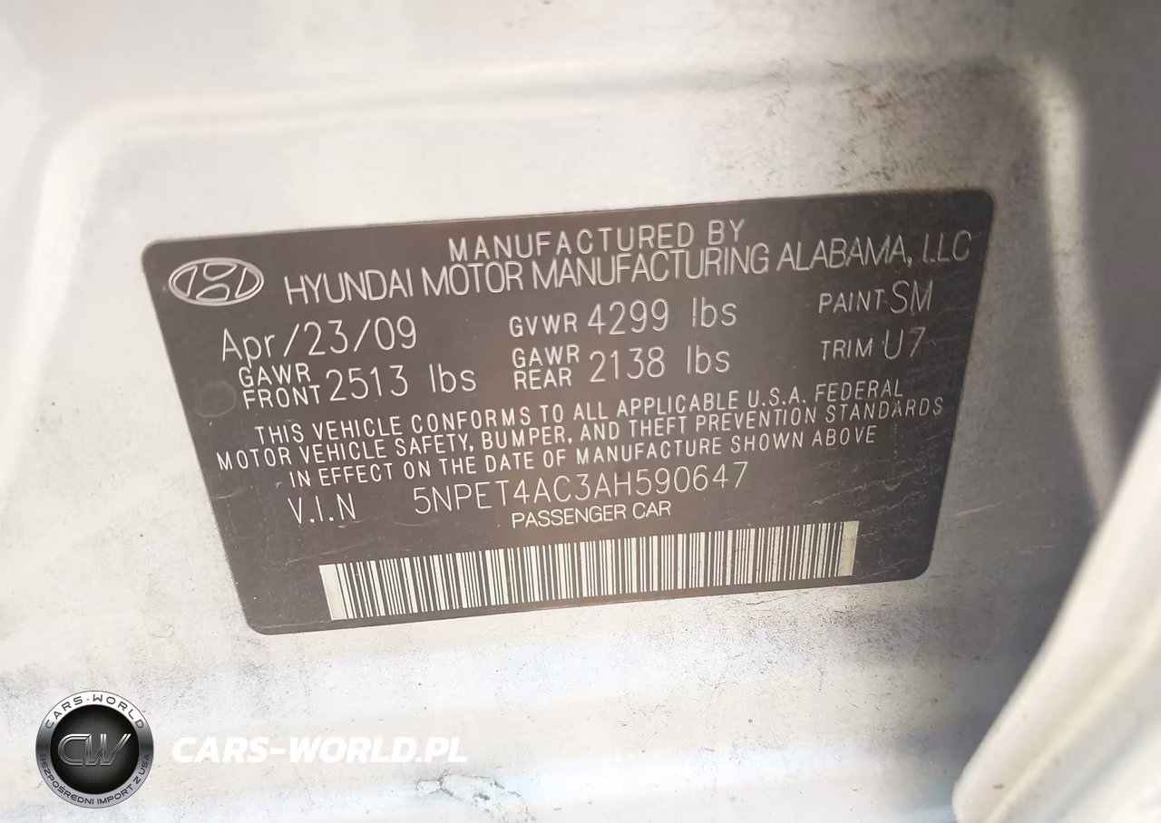 2010 Hyundai Sonata Gls VIN:5NPET4AC3AH590647 - 9