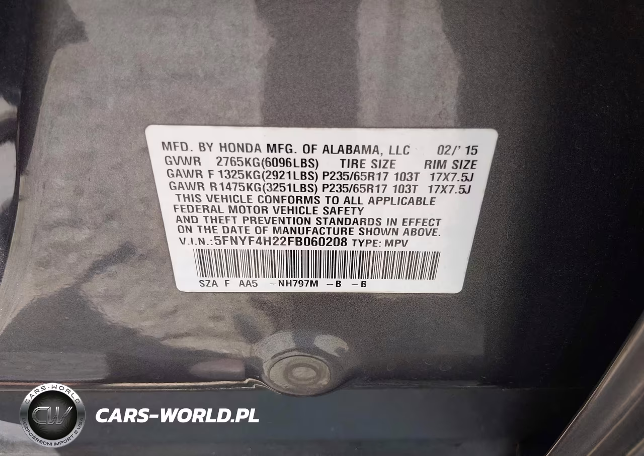2015 Honda Pilot Lx VIN:5FNYF4H22FB060208 - 9