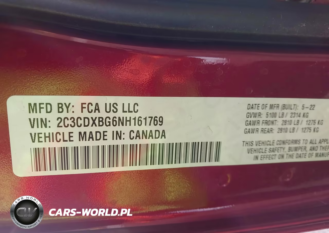2022 Dodge Charger Sxt Rwd VIN:2C3CDXBG6NH161769 - 9
