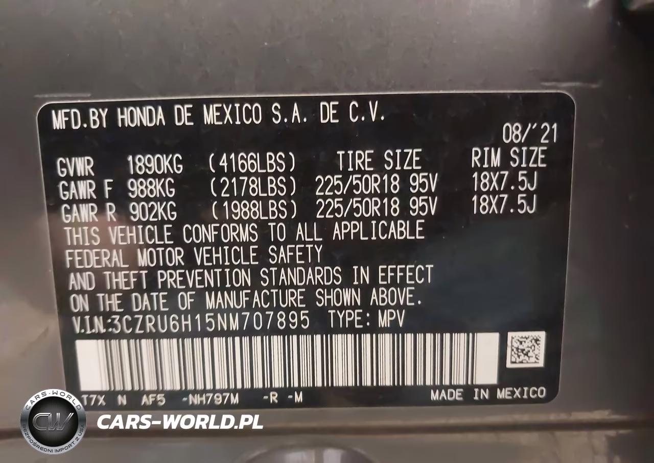 2022 Honda Hr-V Awd Sport VIN:3CZRU6H15NM707895 - 9