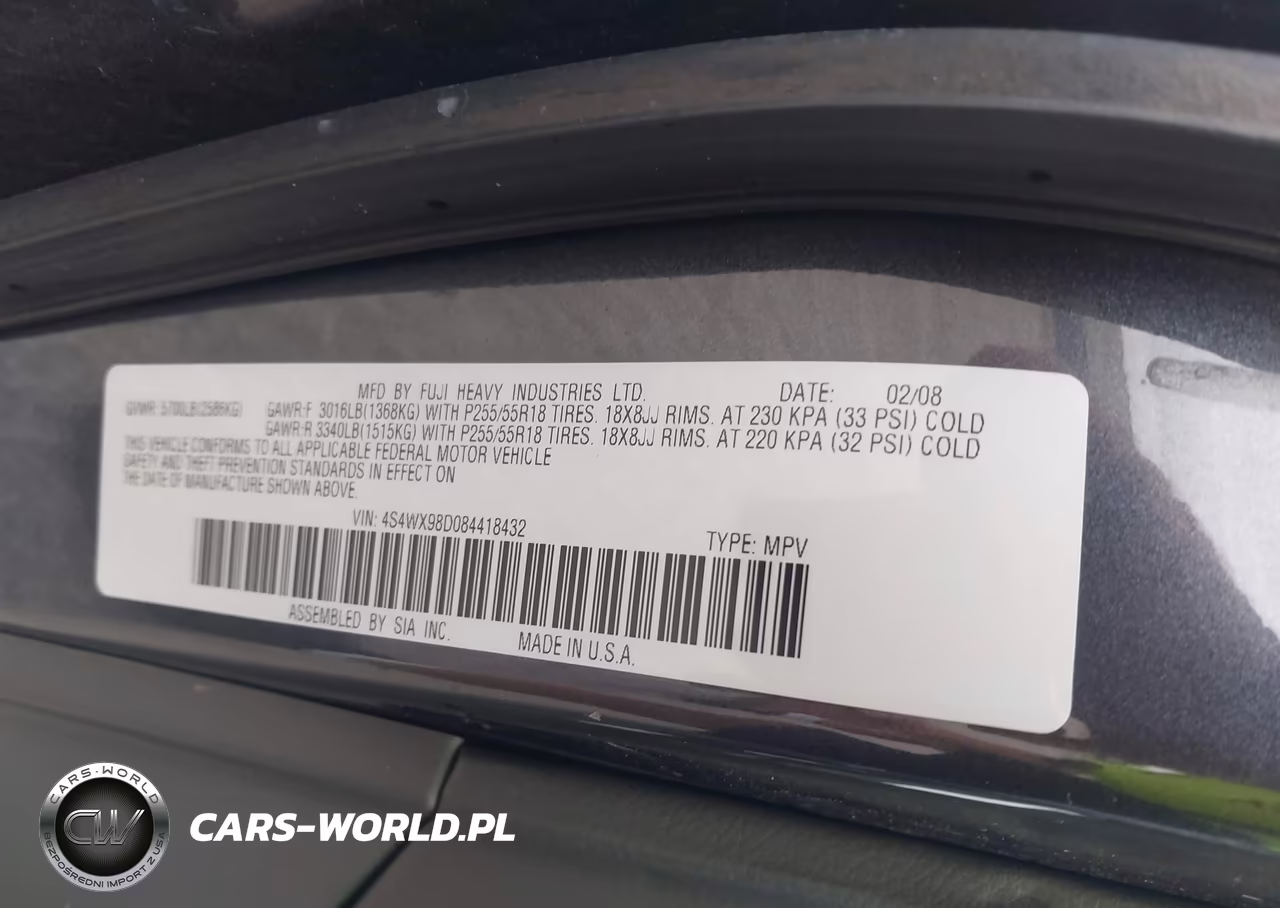 2008 Subaru Tribeca Limited 7-Passenger VIN:4S4WX98D084418432 - 9
