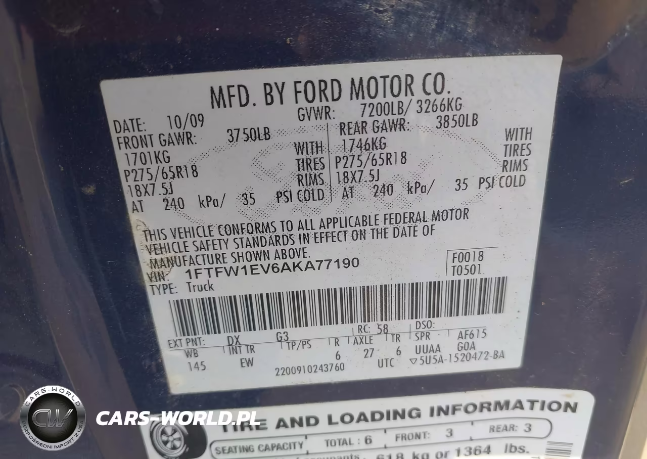 2010 Ford F-150 Fx4-Harley-Davidson-King Ranch-Lariat-Platinum-Xl-Xlt VIN:1FTFW1EV6AKA77190 - 9