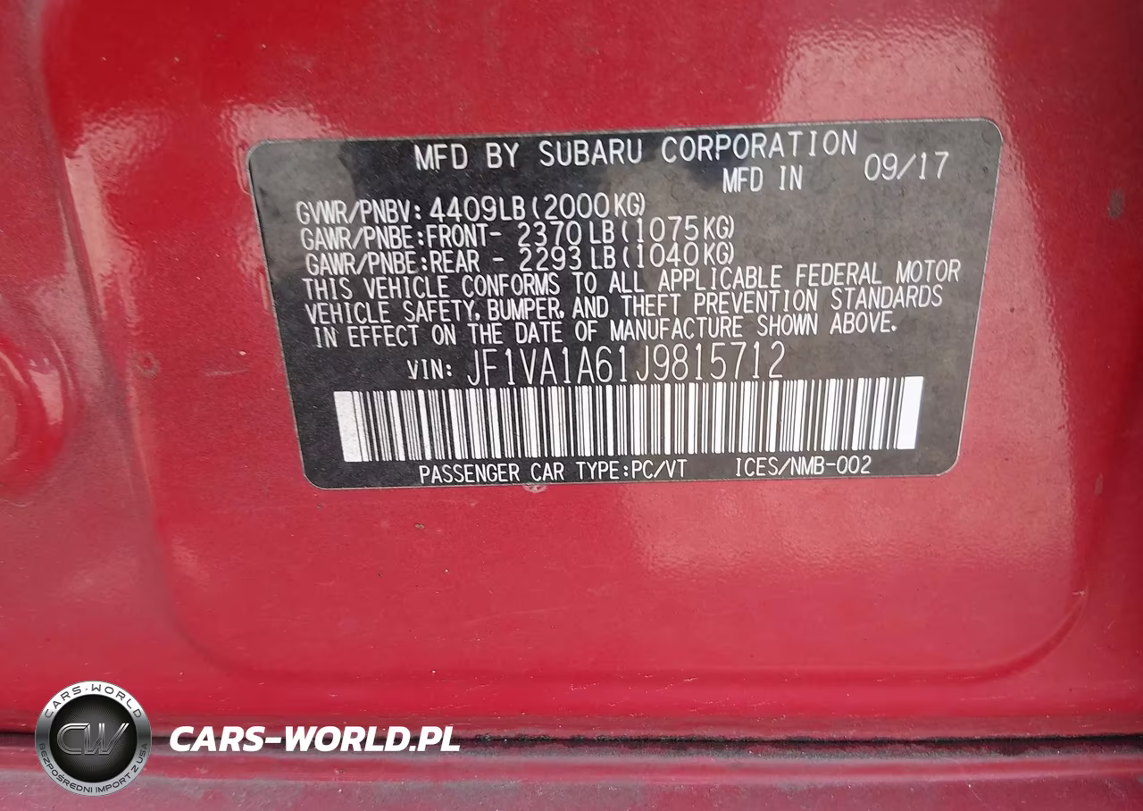 2018 Subaru Wrx VIN:JF1VA1A61J9815712 - 9