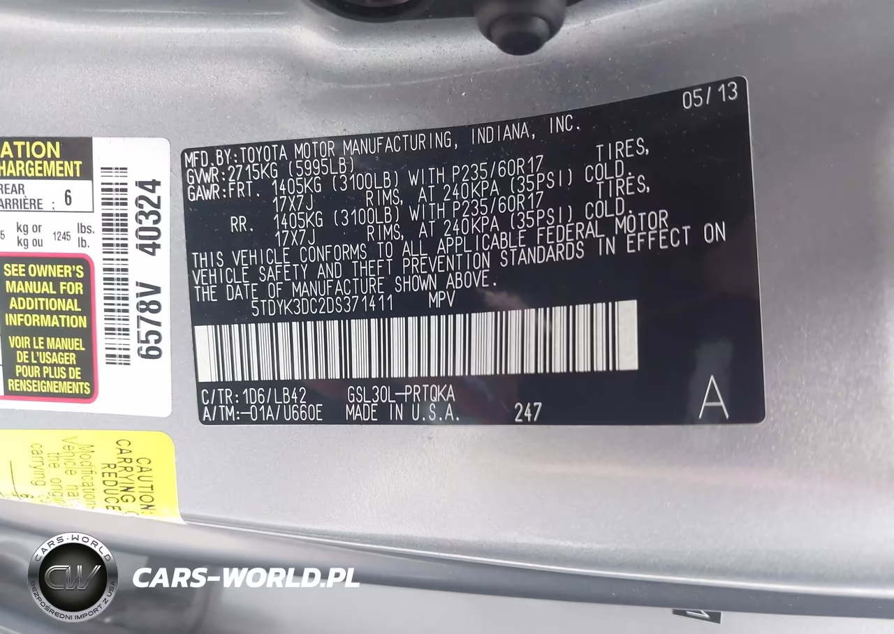 2013 Toyota Sienna Xle V6 8 Passenger VIN:5TDYK3DC2DS371411 - 9