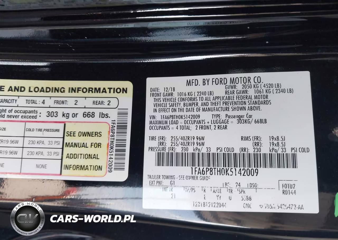 2019 Ford Mustang Ecoboost VIN:1FA6P8TH0K5142009 - 9