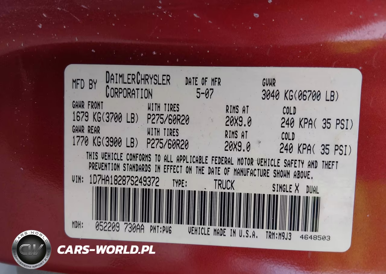2007 Dodge Ram 1500 Slt VIN:1D7HA18287S249372 - 9