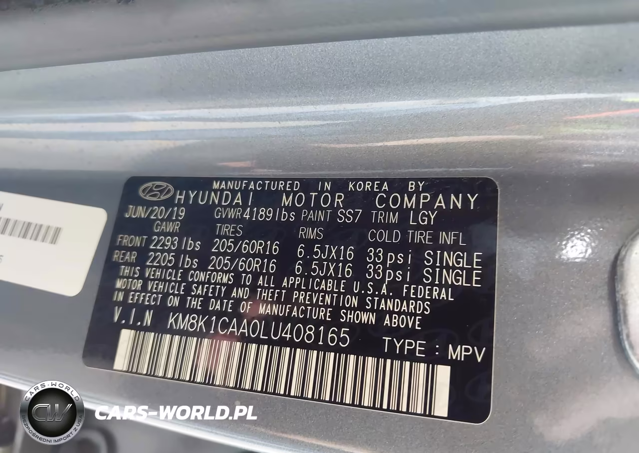 2020 Hyundai Kona Se VIN:KM8K1CAA0LU408165 - 9