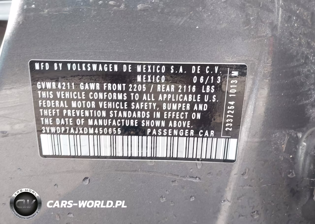 2013 Volkswagen Jetta 2.5L Se VIN:3VWDP7AJXDM450655 - 9