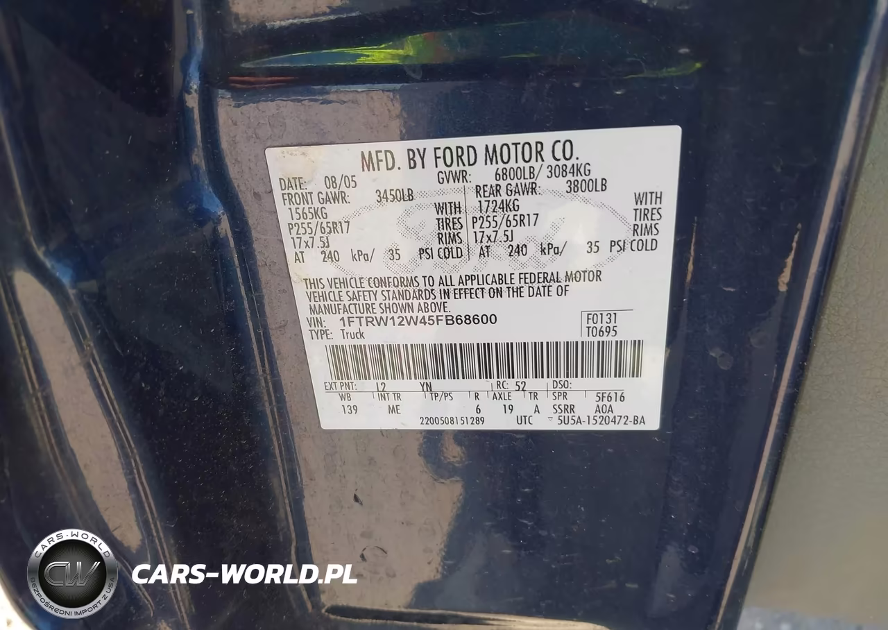 2005 Ford F-150 Xlt VIN:1FTRW12W45FB68600 - 9