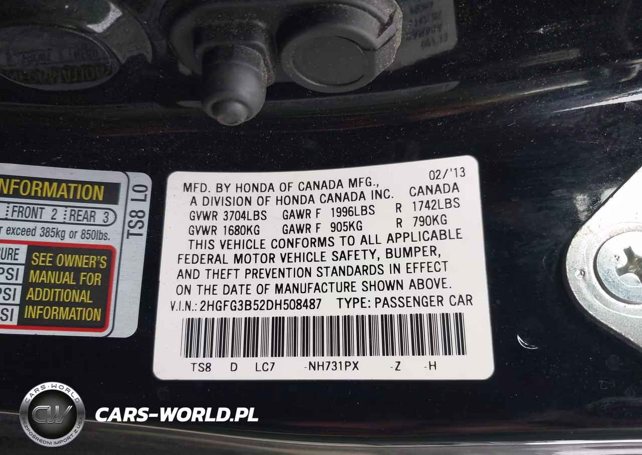 2013 Honda Civic Lx VIN:2HGFG3B52DH508487 - 9