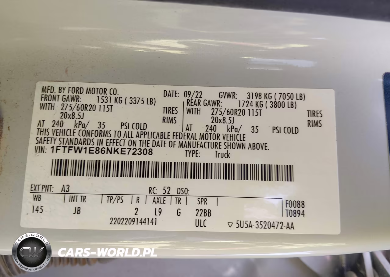 2022 Ford F-150 Xl VIN:1FTFW1E86NKE72308 - 9