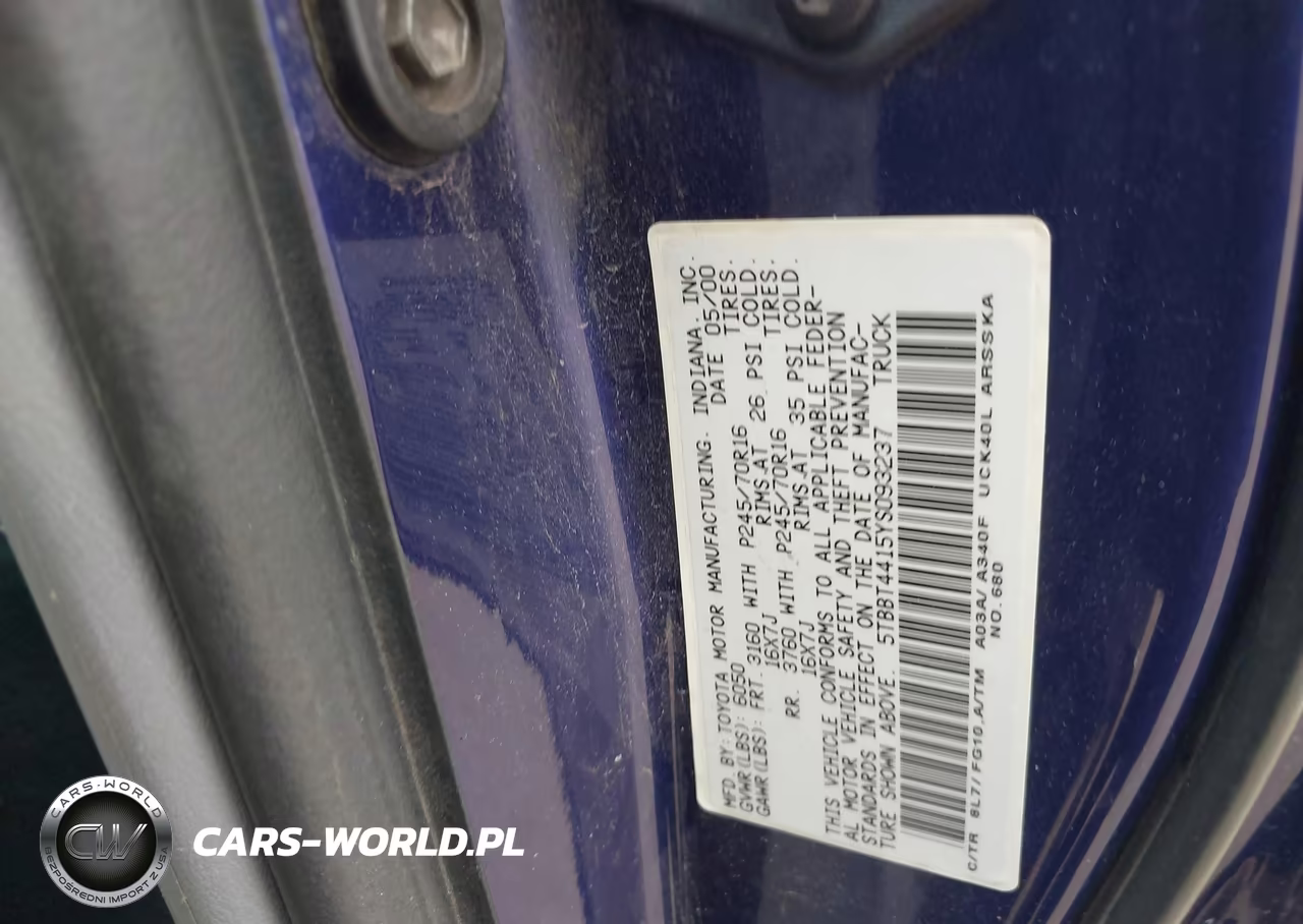2000 Toyota Tundra Sr5 V8 VIN:5TBBT4415YS093237 - 9