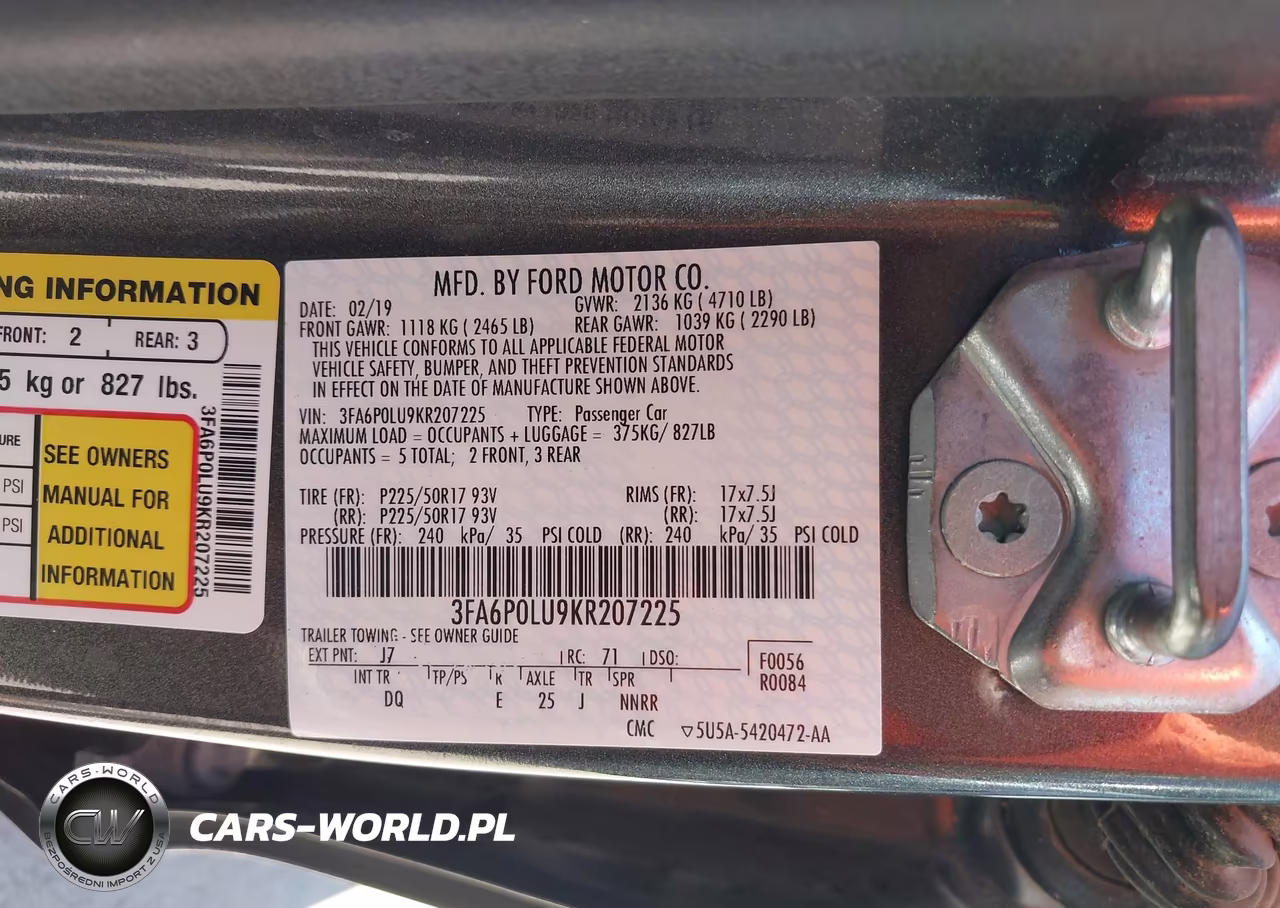 2019 Ford Fusion Hybrid Se VIN:3FA6P0LU9KR207225 - 9