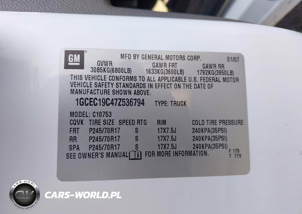 2007 Chevrolet Silverado 1500 Work Truck VIN:1GCEC19C47Z536794 - 9