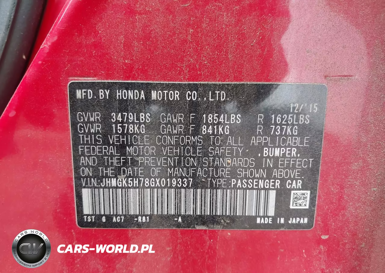 2016 Honda Fit Ex VIN:JHMGK5H78GX019337 - 9