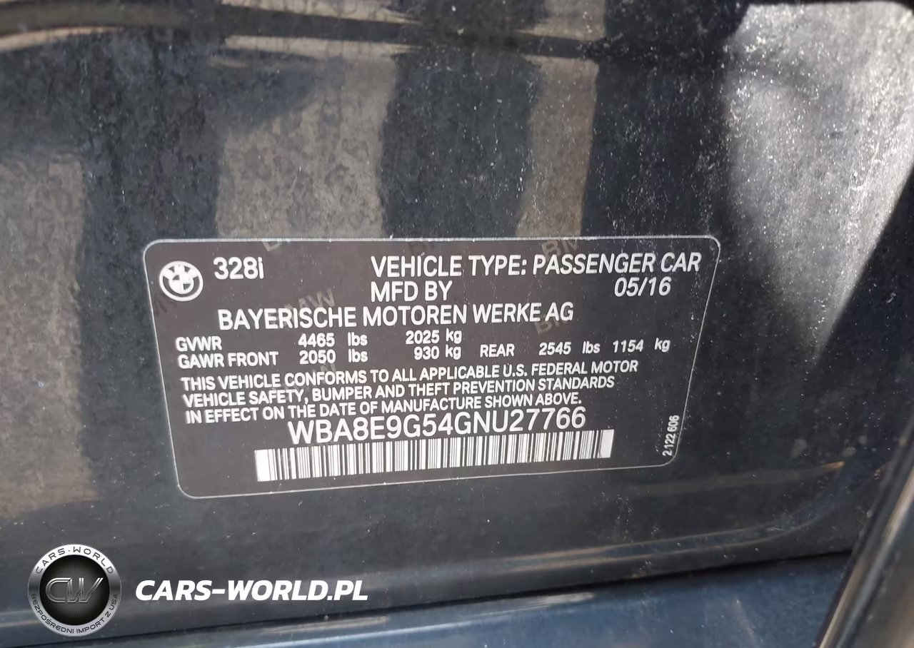 2016 BMW 328I VIN:WBA8E9G54GNU27766 - 9