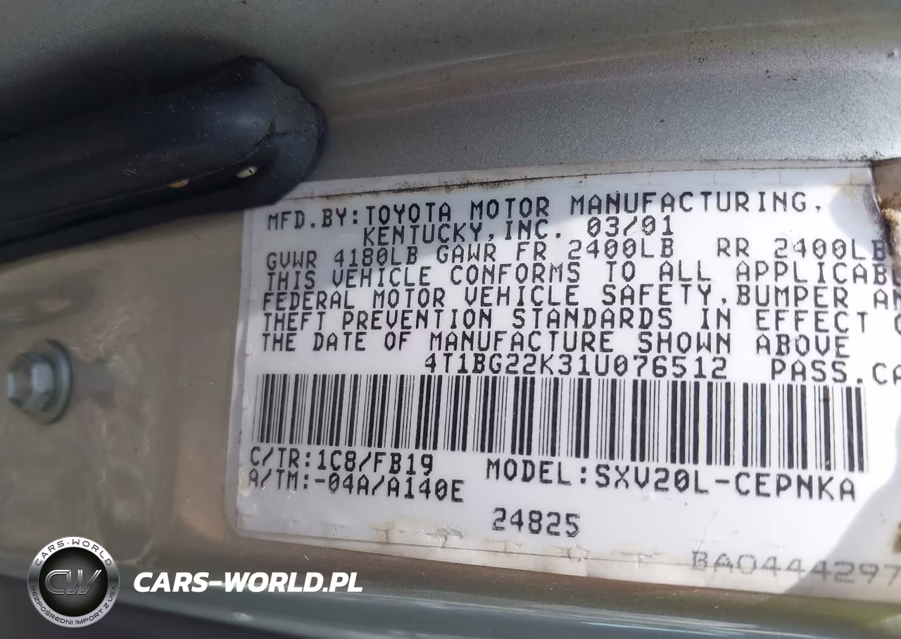 2001 Toyota Camry Le VIN:4T1BG22K31U076512 - 9