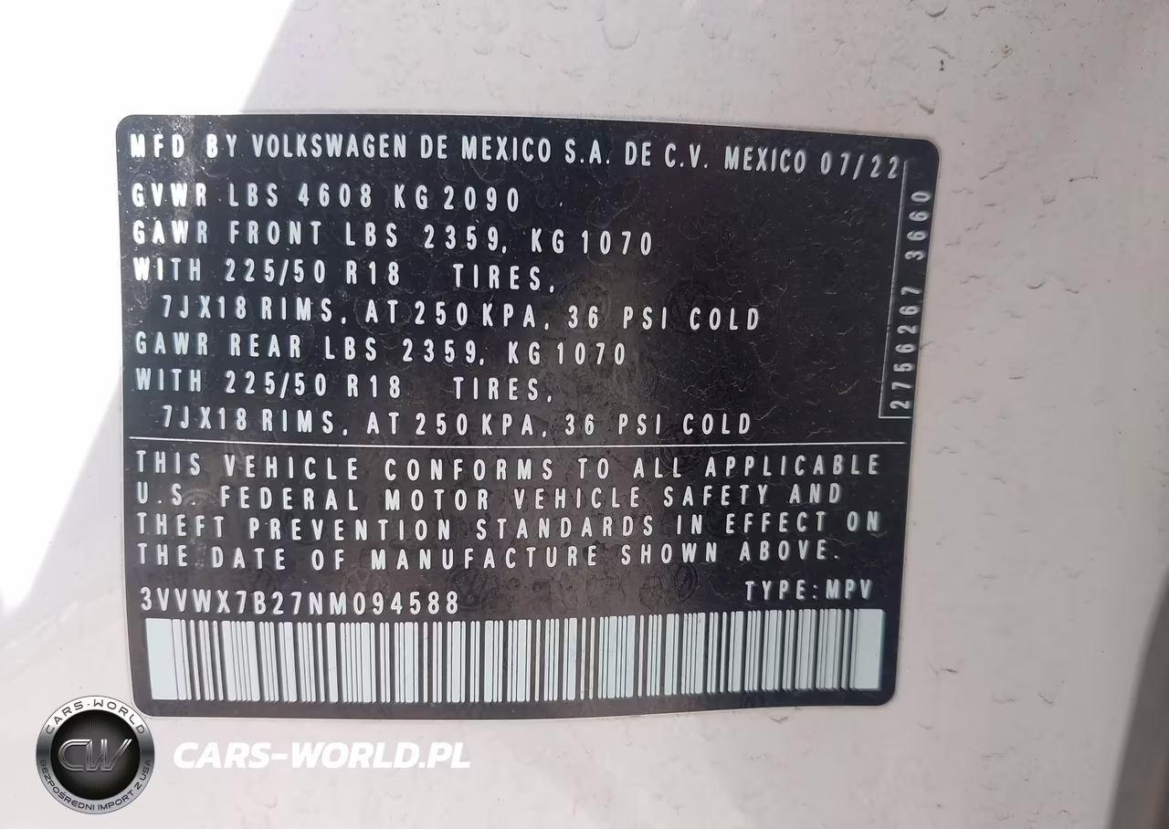 2022 Volkswagen Taos 1.5T Se VIN:3VVWX7B27NM094588 - 9