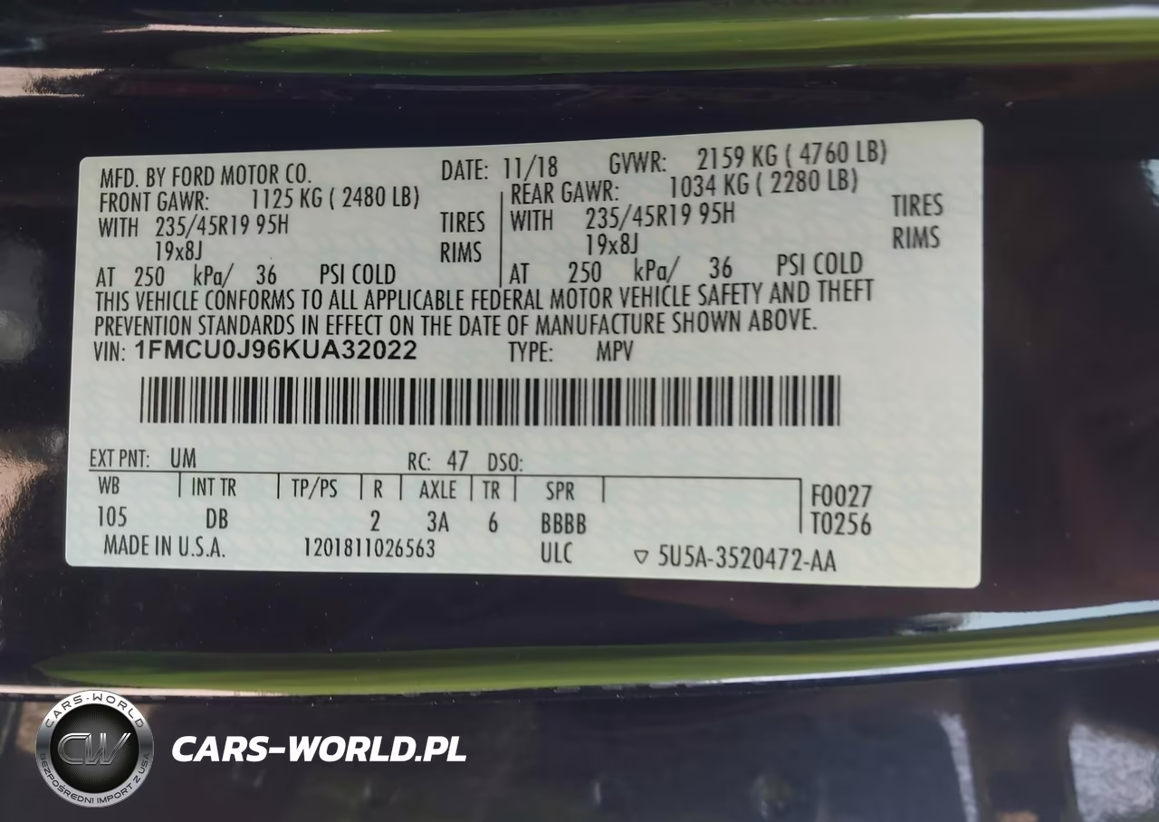 2019 Ford Escape Titanium VIN:1FMCU0J96KUA32022 - 9