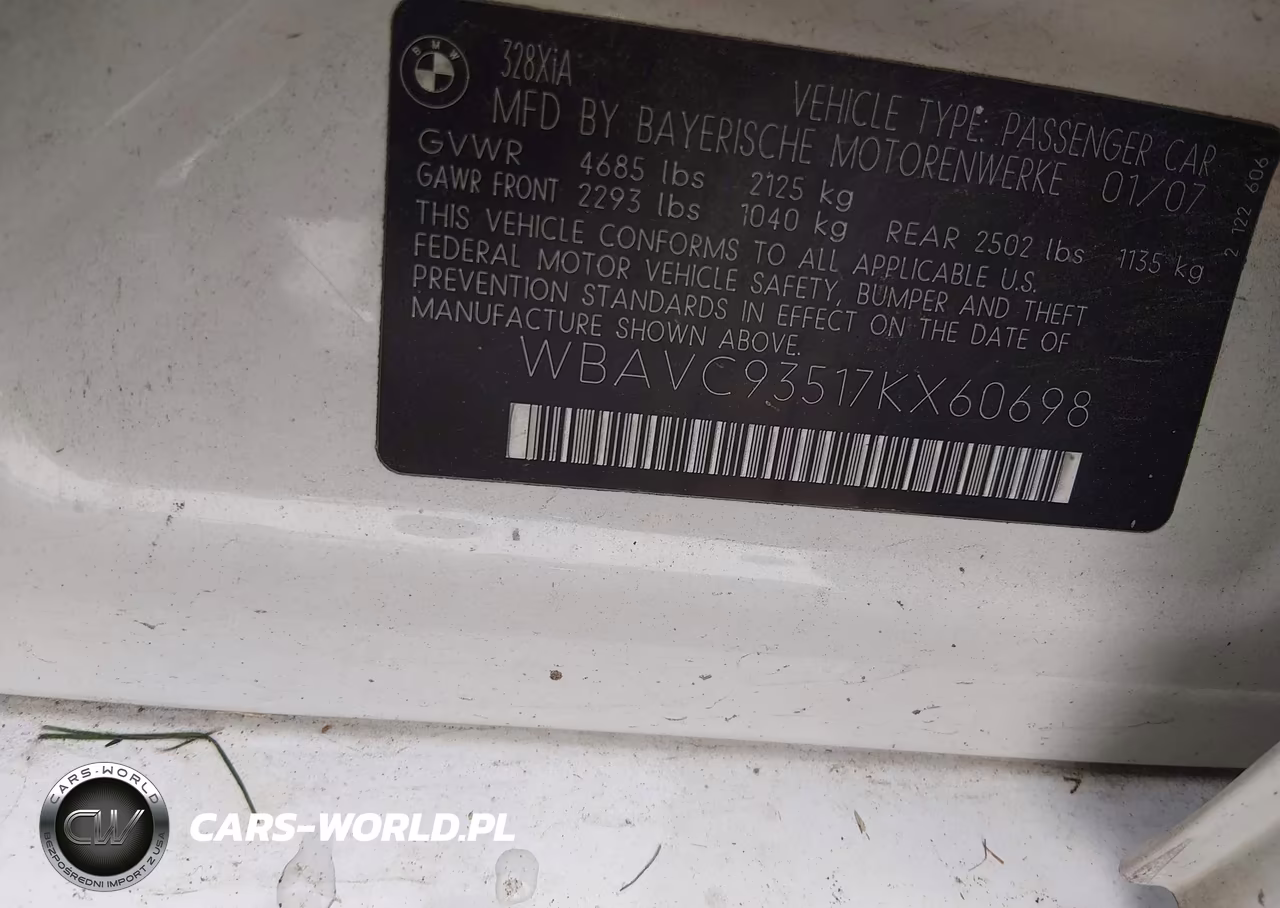 2007 BMW 328Xi VIN:WBAVC93517KX60698 - 9