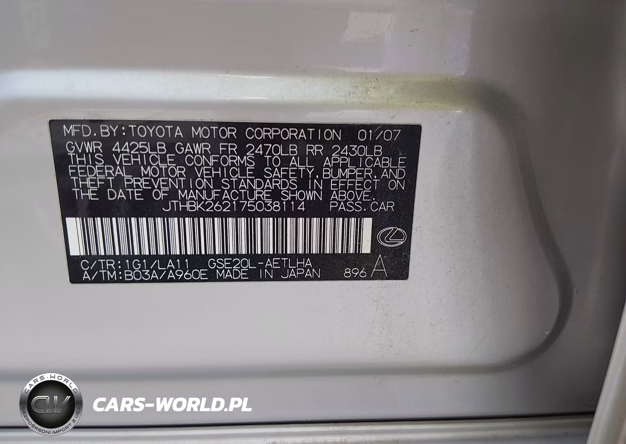 2007 Lexus Is 250 VIN:JTHBK262175038114 - 9