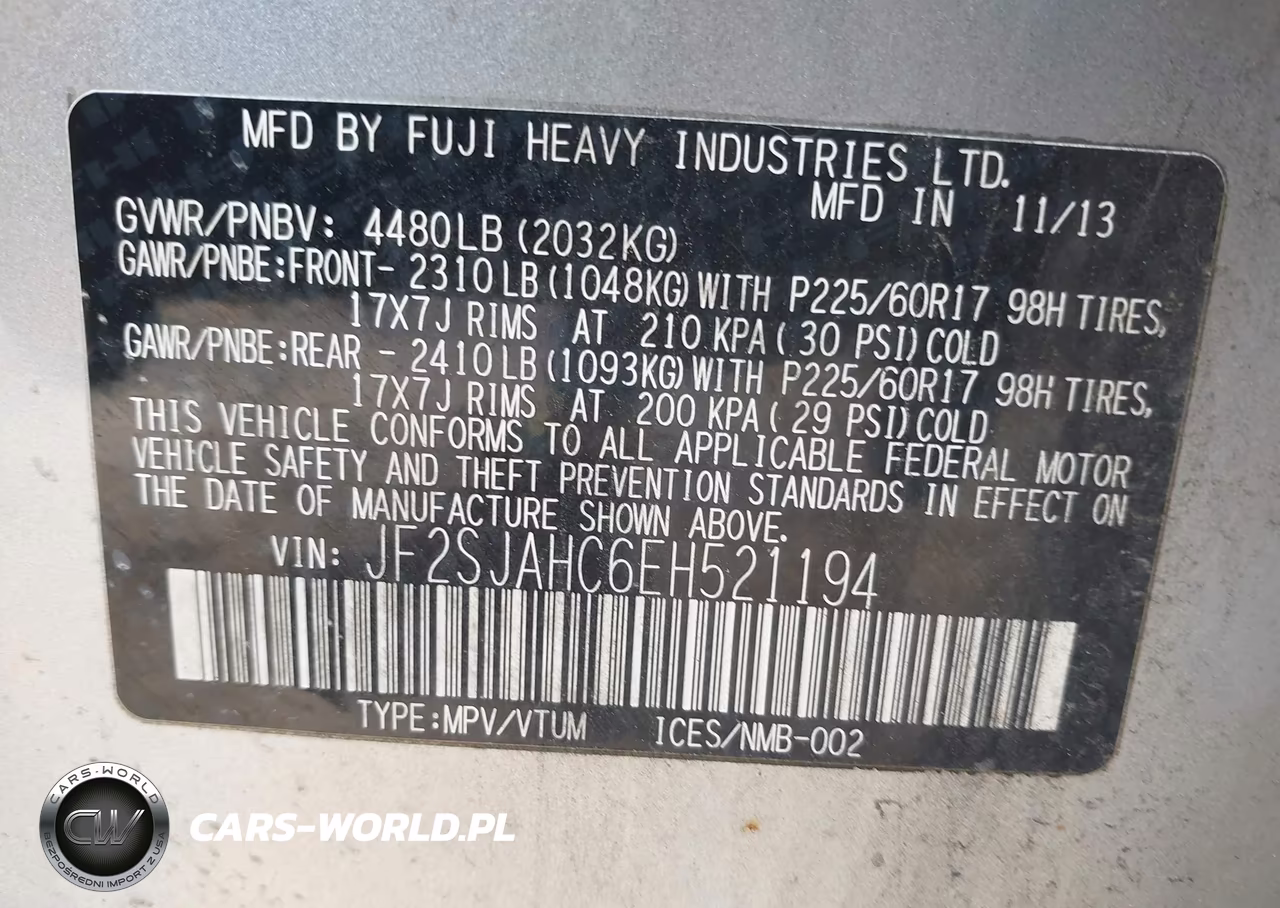 2014 Subaru Forester 2.5I Limited VIN:JF2SJAHC6EH521194 - 9