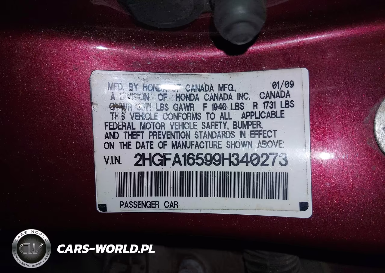 2009 Honda Civic Lx VIN:2HGFA16599H340273 - 9