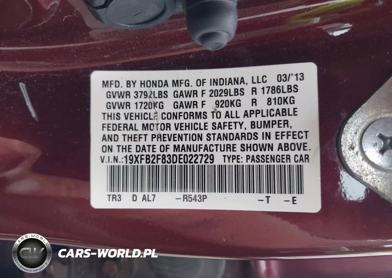 2013 Honda Civic Ex VIN:19XFB2F83DE022729 - 9