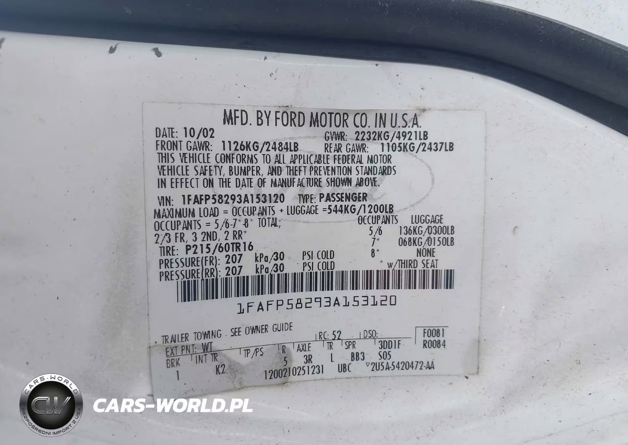2003 Ford Taurus Se VIN:1FAFP58293A153120 - 9