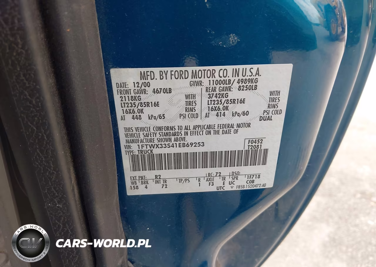 2001 Ford F-350 VIN:1FTWX33S41EB69253 - 9