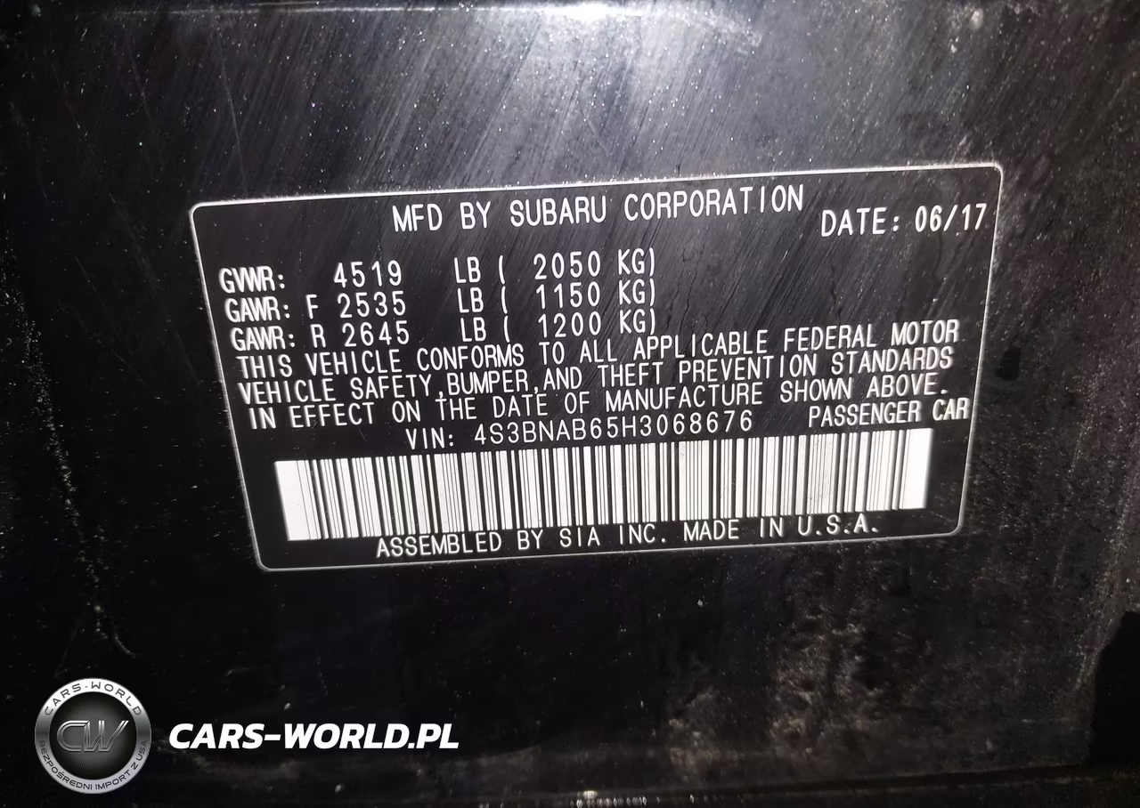 2017 Subaru Legacy 2.5I VIN:4S3BNAB65H3068676 - 9