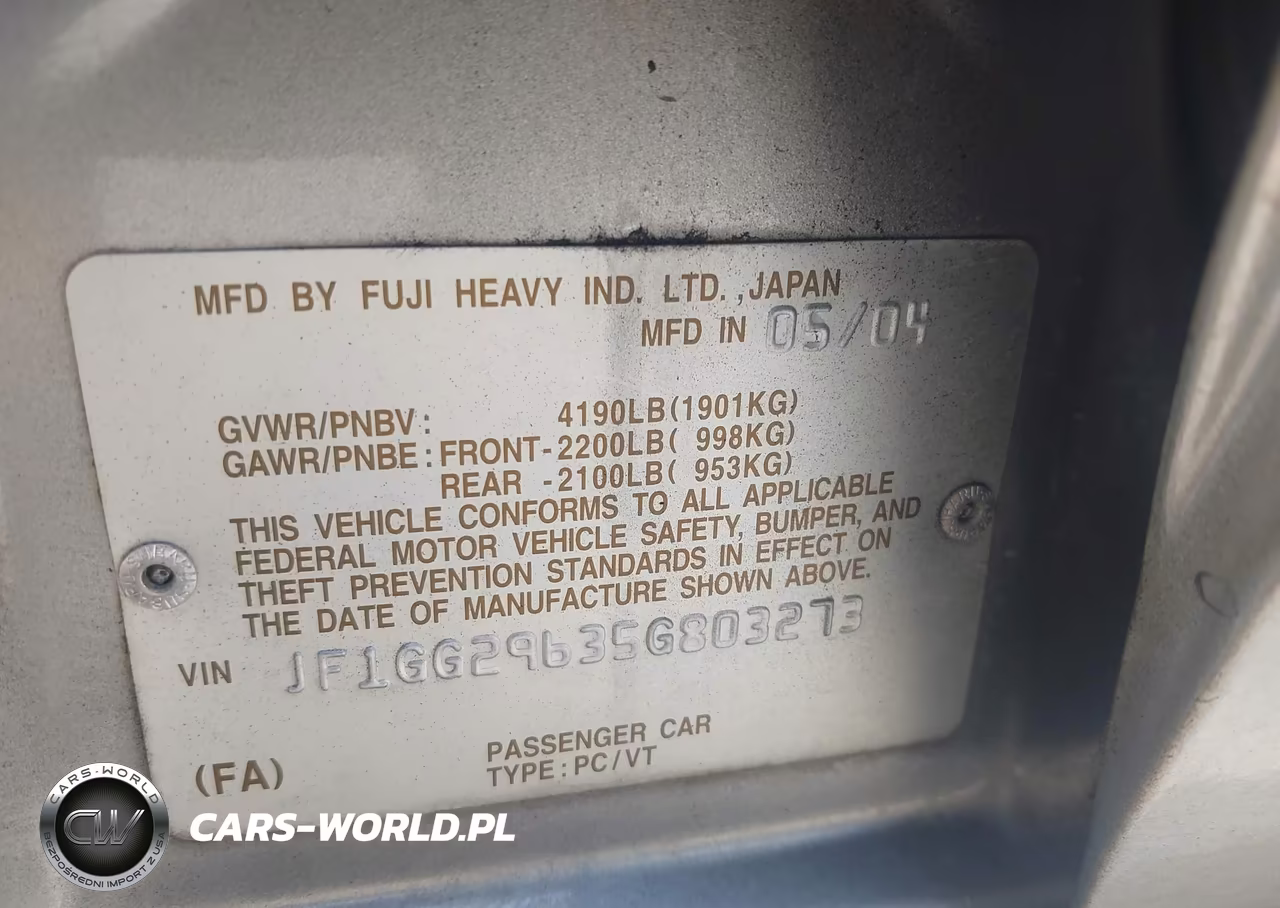 2005 Subaru Impreza Wrx VIN:JF1GG29635G803273 - 9