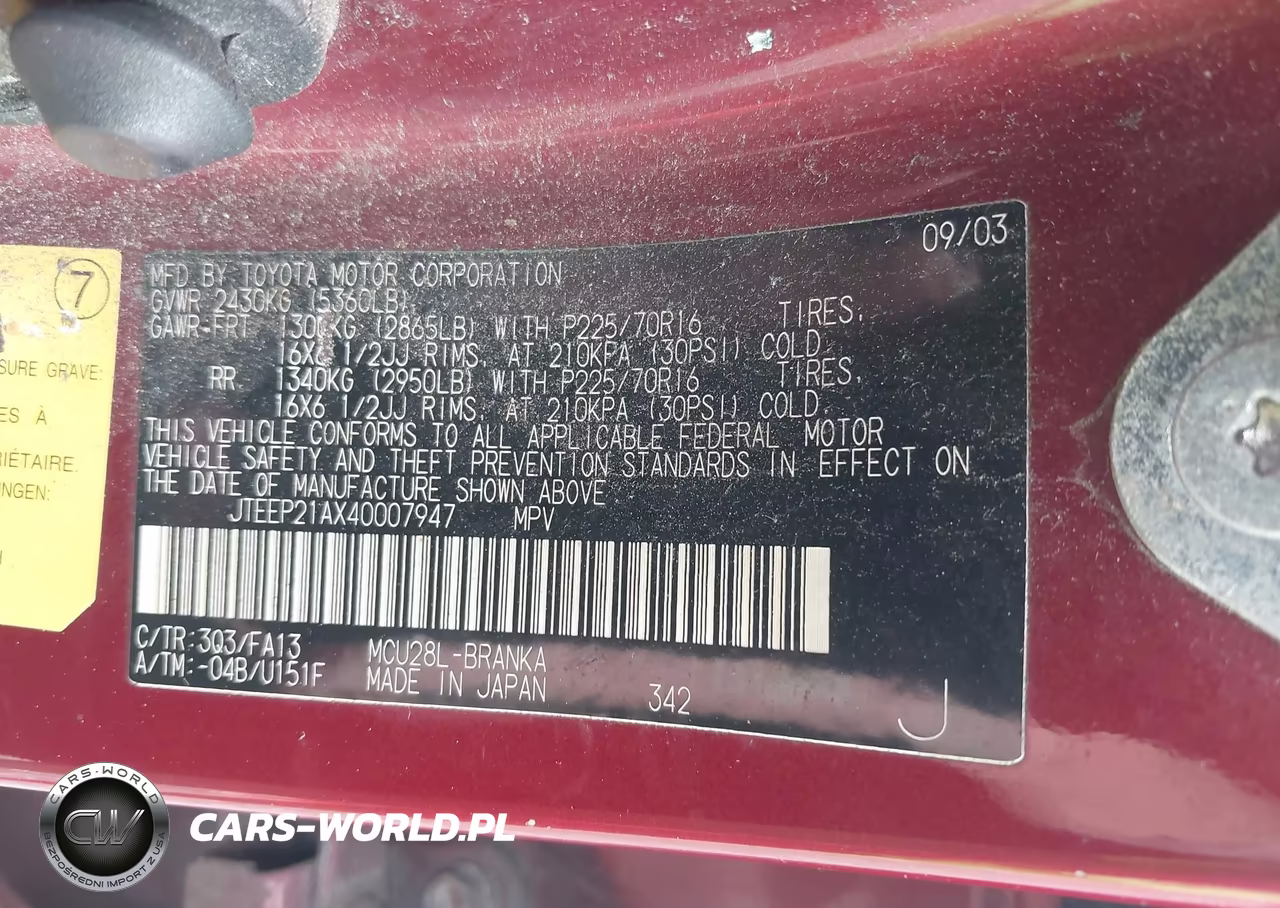 2004 Toyota Highlander V6 VIN:JTEEP21AX40007947 - 9