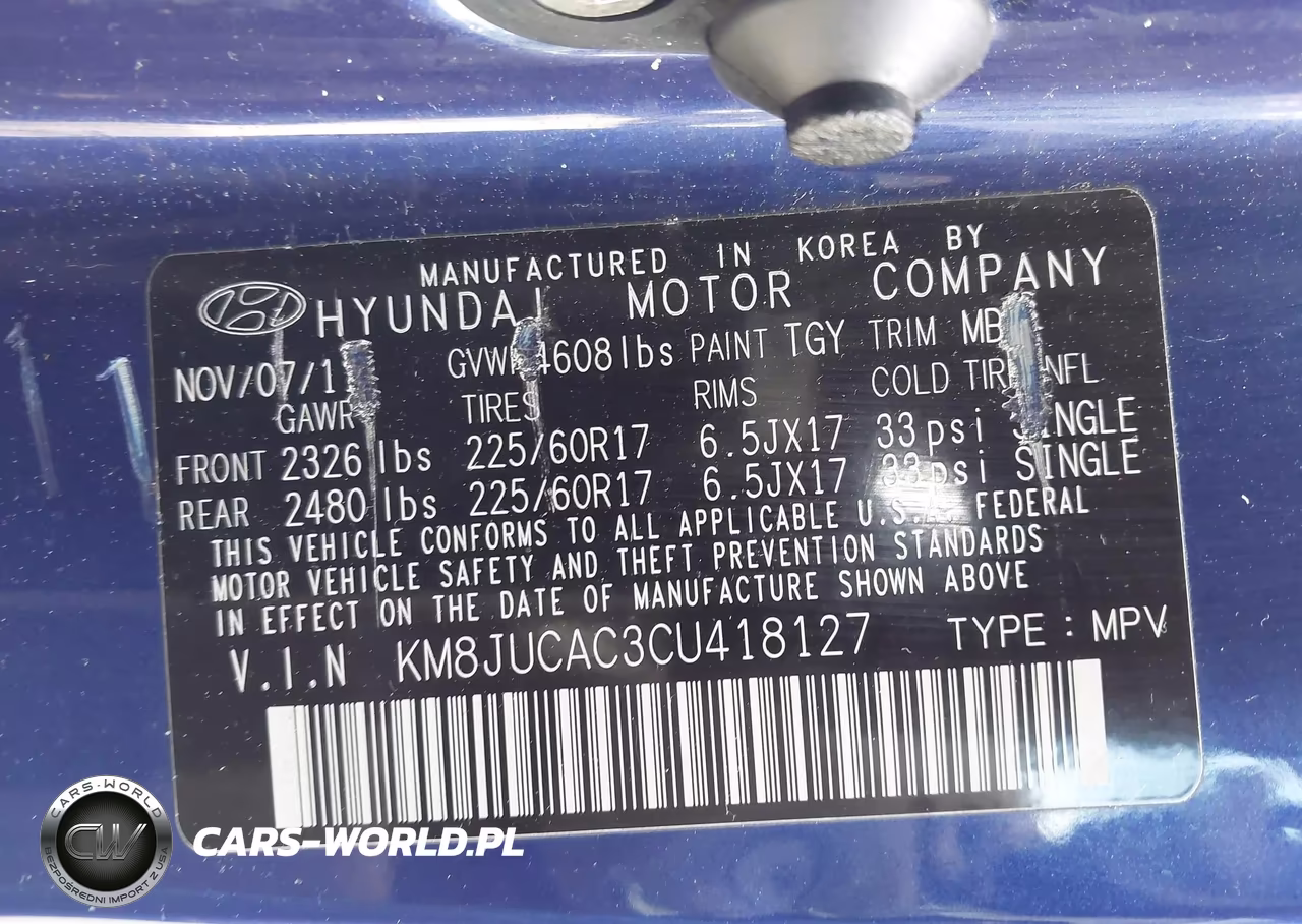 2012 Hyundai Tucson Gls VIN:KM8JUCAC3CU418127 - 9