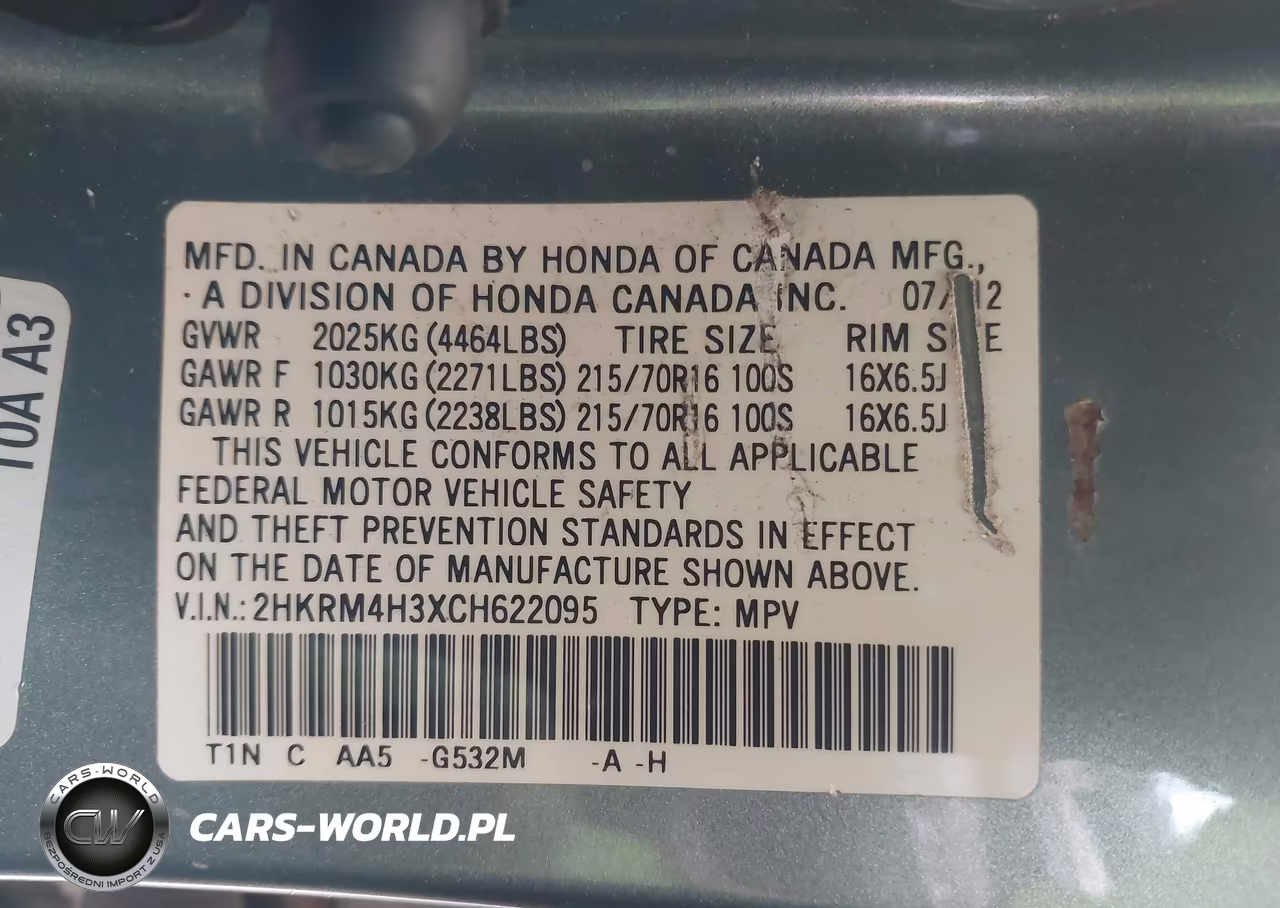 2012 Honda Cr-V Lx VIN:2HKRM4H3XCH622095 - 9