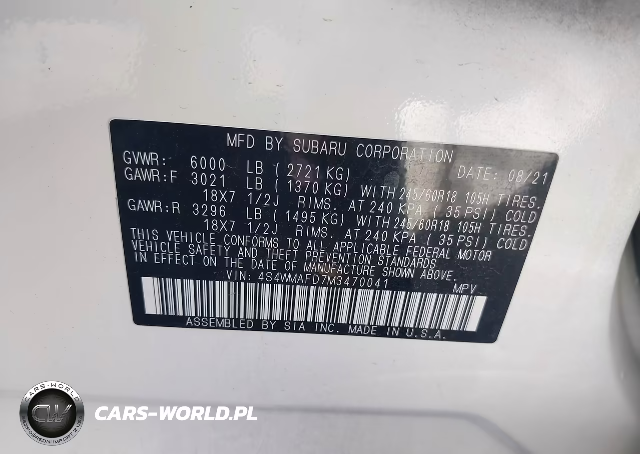 2021 Subaru Ascent Premium VIN:4S4WMAFD7M3470041 - 9