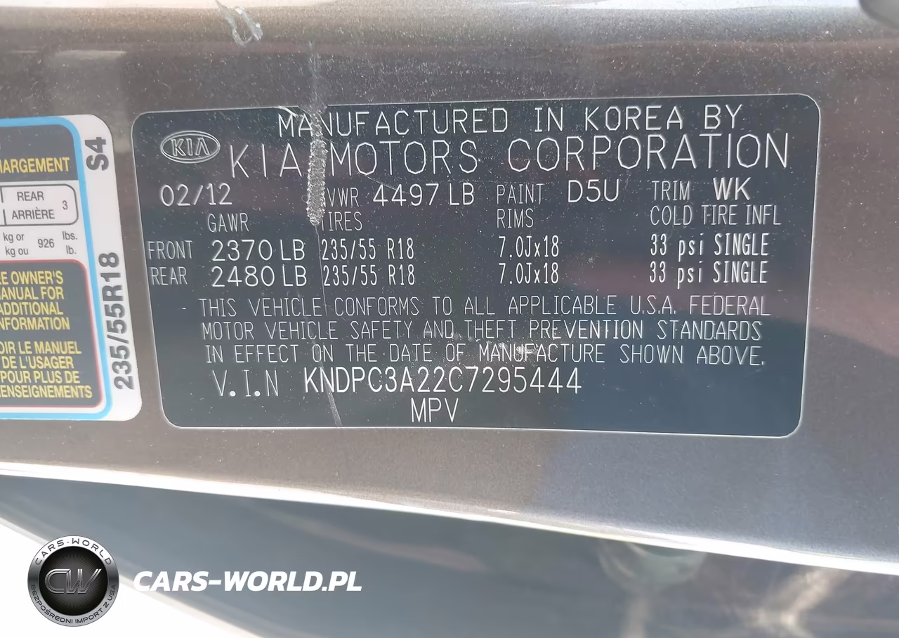 2012 Kia Sportage Ex VIN:KNDPC3A22C7295444 - 9