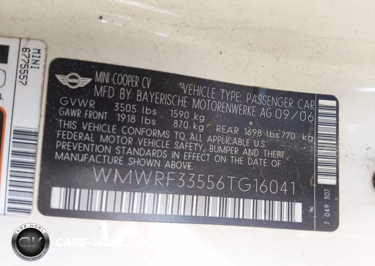2006 Mini Cooper VIN:WMWRF33556TG16041 - 9